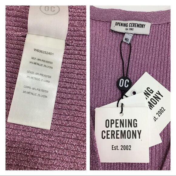 Opening Ceremony Purple Disco Rib Cardigan NWT Size M/L - Picture 6 of 7